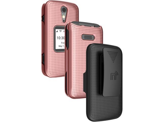 Rose Gold Pink Hard Case Cover and Belt Clip for Lively Jitterbug Flip 2 Phone