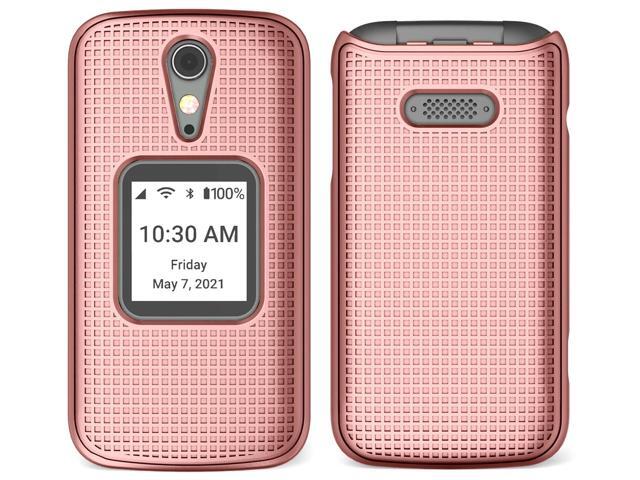 Rose Gold Pink Grid Case Slim Hard Shell Cover for Lively Jitterbug Flip 2 Phone