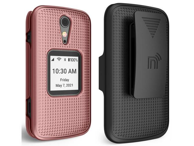 Rose Gold Pink Hard Case Cover and Belt Clip for Lively Jitterbug Flip 2 Phone