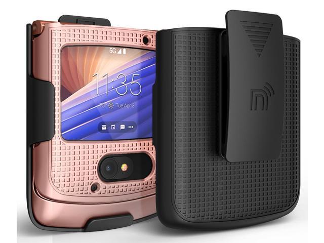 Rose Gold Pink Case Cover and Belt Clip for Motorola RAZR 5G Flip Phone (2020)