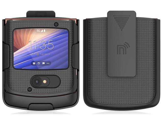 Black Hard Case Cover + Belt Clip Holster for Motorola RAZR 5G Flip Phone (2020)
