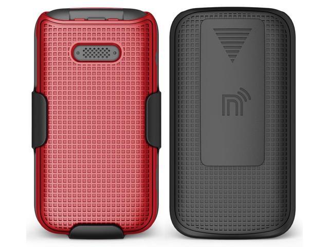 Red Hard Case Cover Belt Clip Holster Holder for Lively Jitterbug Flip 2 Phone