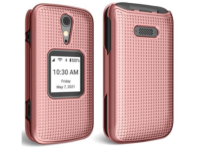 Rose Gold Pink Grid Case Slim Hard Shell Cover for Lively Jitterbug Flip 2 Phone