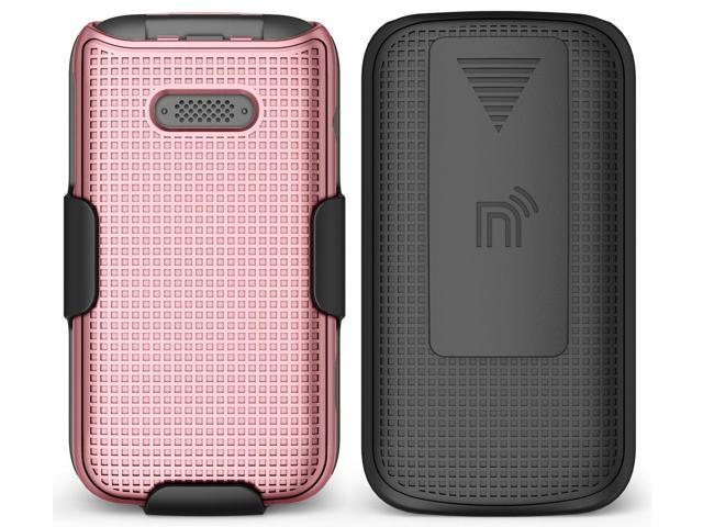 Rose Gold Pink Hard Case Cover and Belt Clip for Lively Jitterbug Flip 2 Phone