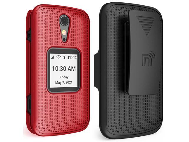 Red Hard Case Cover Belt Clip Holster Holder for Lively Jitterbug Flip 2 Phone