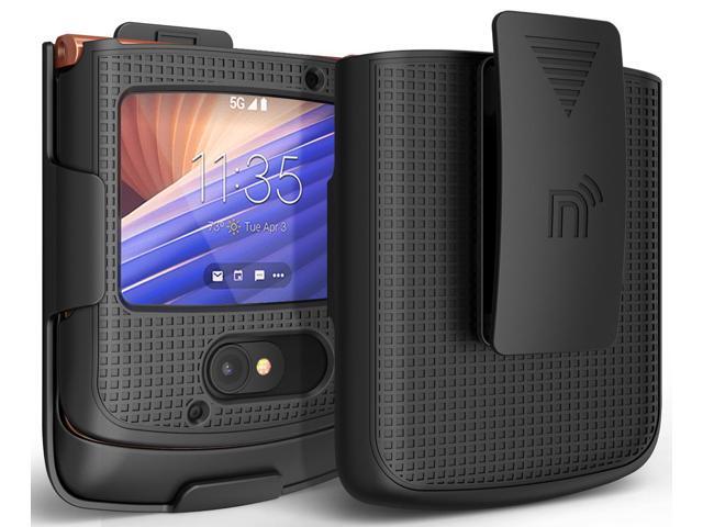 Black Hard Case Cover + Belt Clip Holster for Motorola RAZR 5G Flip Phone (2020)
