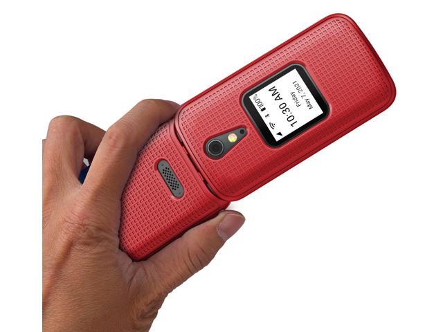Red Grid Case Slim Hard Shell Snap-On Cover for Lively Jitterbug Flip 2 Phone