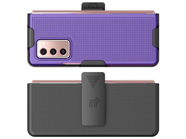 Purple Hard Case Cover and Belt Clip Holster for Samsung Galaxy Z Fold 2 5G