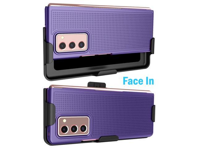 Purple Hard Case Cover and Belt Clip Holster for Samsung Galaxy Z Fold 2 5G