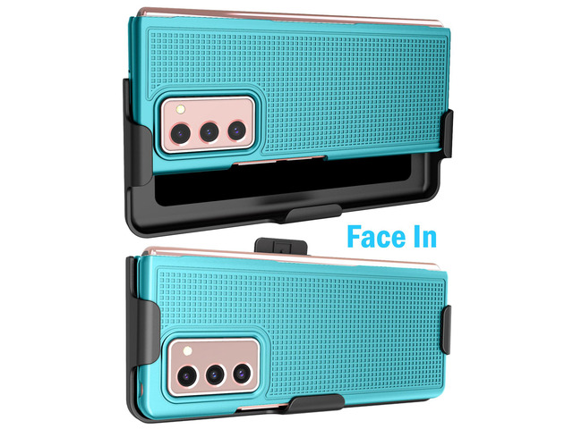 Teal Mint Hard Case Cover and Belt Clip Holster for Samsung Galaxy Z Fold 2 5G
