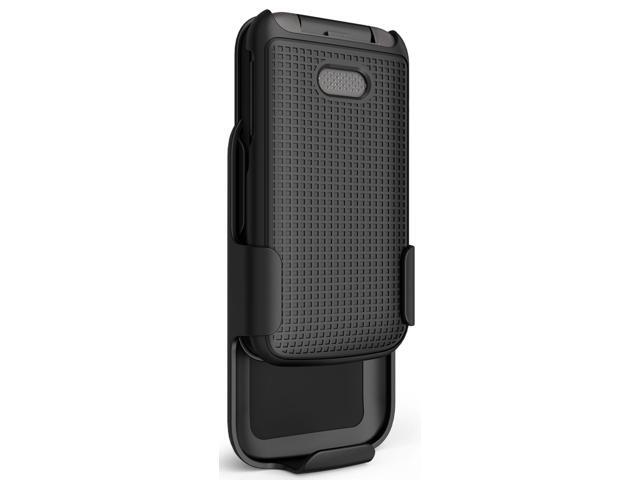 Black Hard Case Cover and Belt Clip for Alcatel MyFlip 2 Phone A406DL, 2020