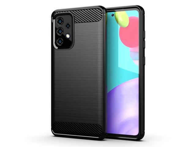 Black Carbon Fiber Flexible TPU Case Cover for Samsung Galaxy A52 5G Phone