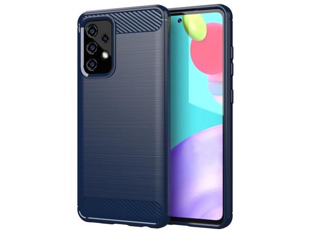 Navy Blue Carbon Fiber TPU Skin Case Cover for Samsung Galaxy A52 5G Phone