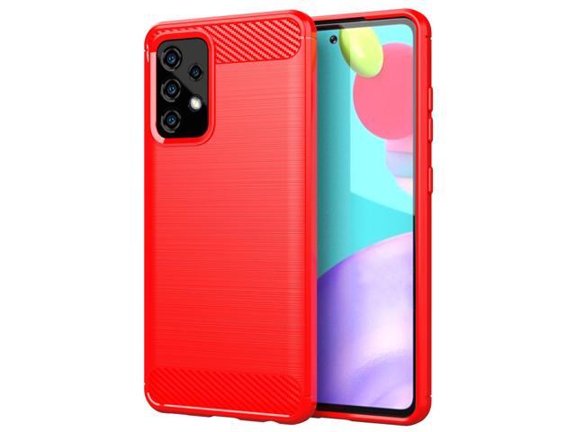 Red Carbon Fiber Flexible TPU Skin Case Cover for Samsung Galaxy A52 5G Phone