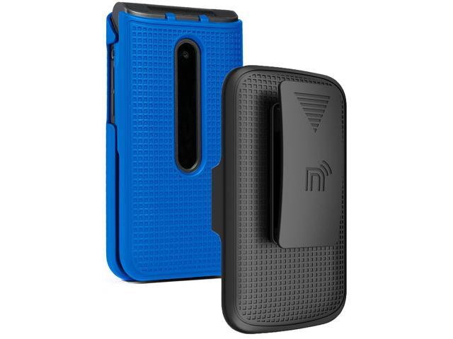 Cobalt Blue Hard Case Cover and Belt Clip for LG Wine 2 LTE Flip Phone (LM-Y120)