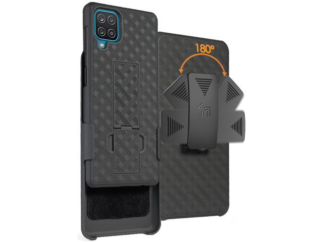 Black Stand Case Cover and Belt Clip Holster for Samsung Galaxy A12 5G (SM-A125)