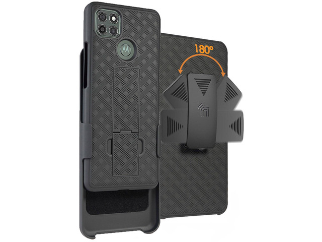 Black Case Cover and Belt Clip Holster for Motorola Moto G9 Power Phone XT2091-3
