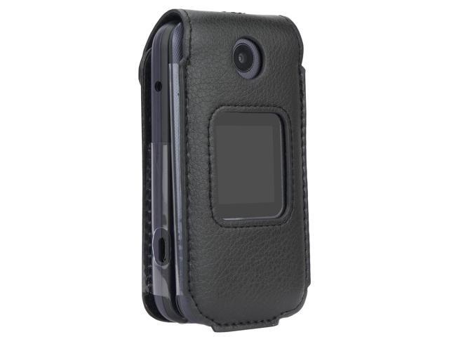 Leather Case Screen Cover Belt Clip for Alcatel Go Flip 4, TCL FLIP Pro Classic