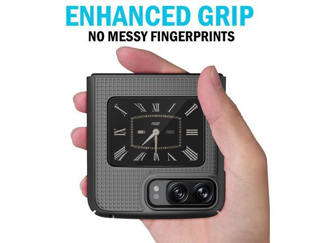 Black Grid Textured Hard Case Slim Phone Cover for Motorola RAZR 3 5G (2022)