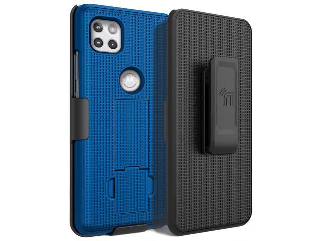 Blue Case Cover and Belt Clip Holster for Motorola Moto One 5G ACE Phone XT2113