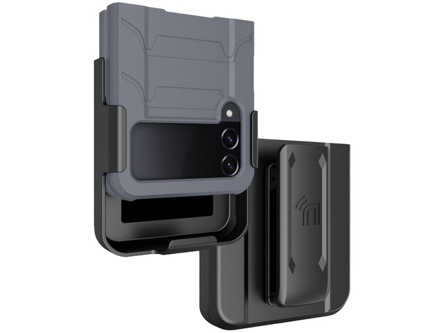 Hybrid Phone Case and Belt Clip Holster for Galaxy Z Flip 4 5G SM-F721 - Gray