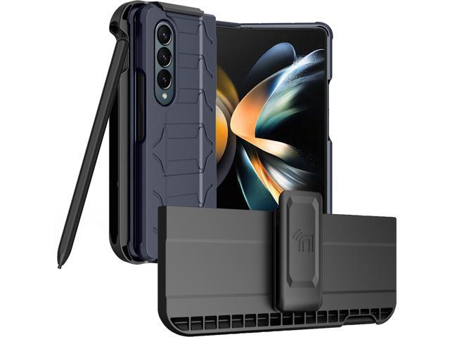 Rugged Case and Holster with S Pen Slot for Samsung Galaxy Z Fold 4 Phone - Navy