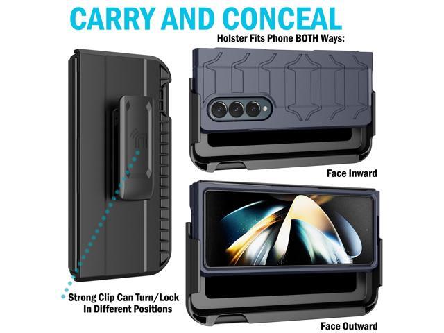 Rugged Case and Holster with S Pen Slot for Samsung Galaxy Z Fold 4 Phone - Navy