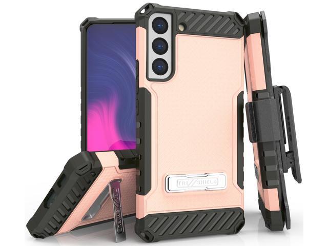 Blush Pink Case with Stand + Belt Clip Holster + Strap for Galaxy S22 5G