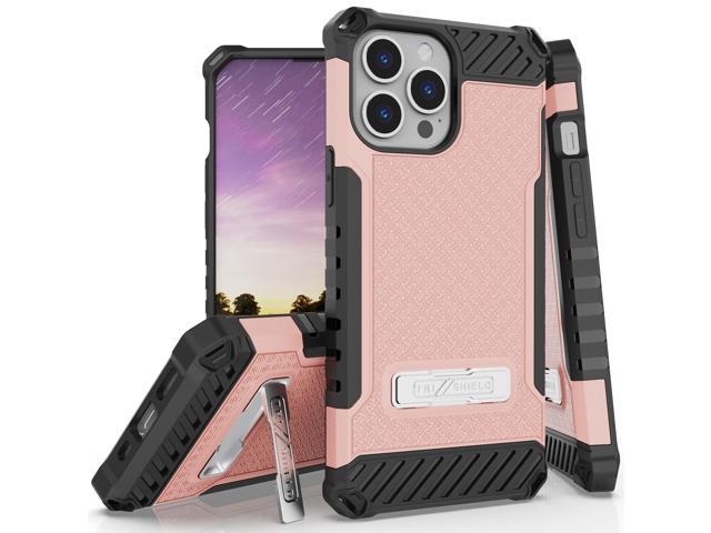 Blush Pink Hybrid Case Cover Metal Kickstand and Strap for iPhone 13 Pro