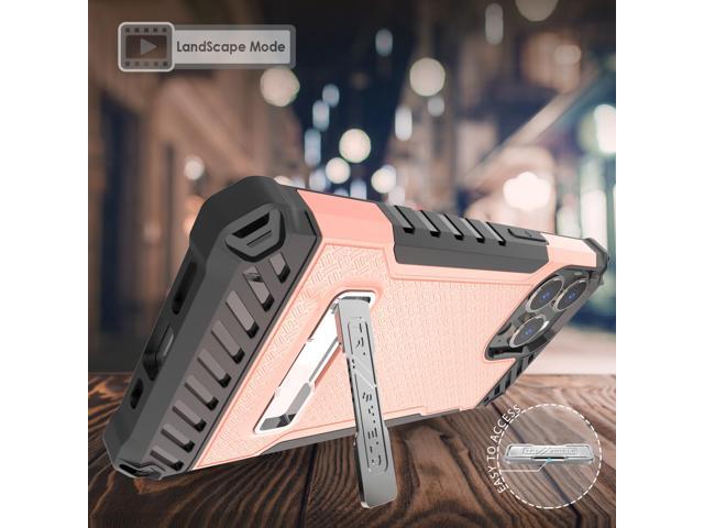 Blush Pink Hybrid Case Cover with Kickstand and Strap for iPhone 13 Pro Max