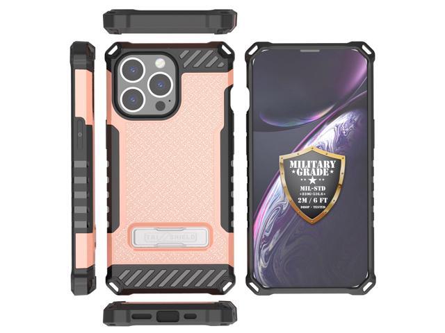 Blush Pink Hybrid Case Cover with Kickstand and Strap for iPhone 13 Pro Max