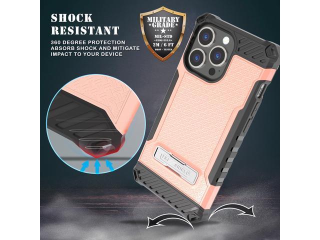 Blush Pink Hybrid Case Cover with Kickstand and Strap for iPhone 13 Pro Max
