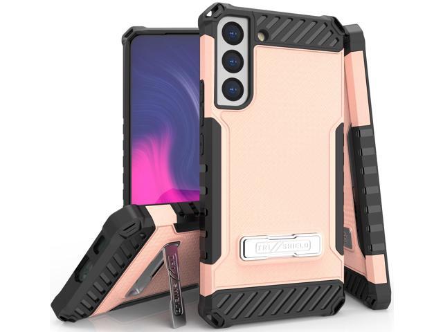 Blush Pink Case Cover with Metal Kickstand and Strap for Galaxy S22 5G