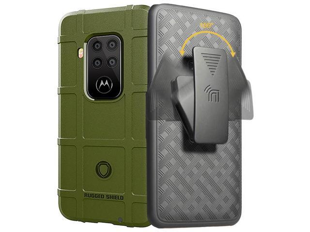 OD Olive Green Tactical Rugged Case Cover and Belt Clip for Motorola One Zoom