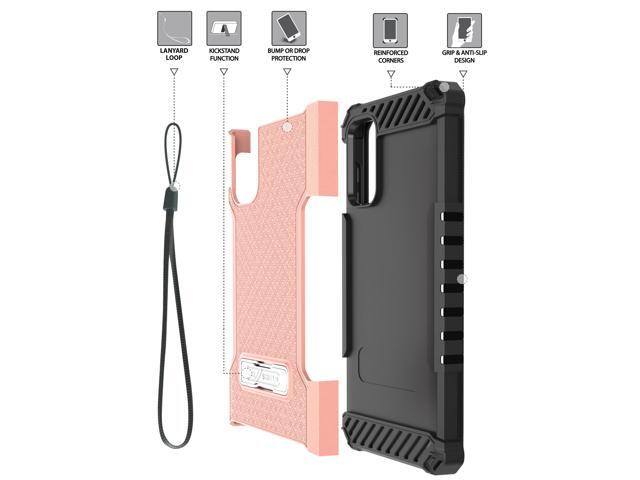 Rugged Anti-Shock Case Kickstand/Strap for Galaxy A04s, A04, M13, A32 5G - Pink