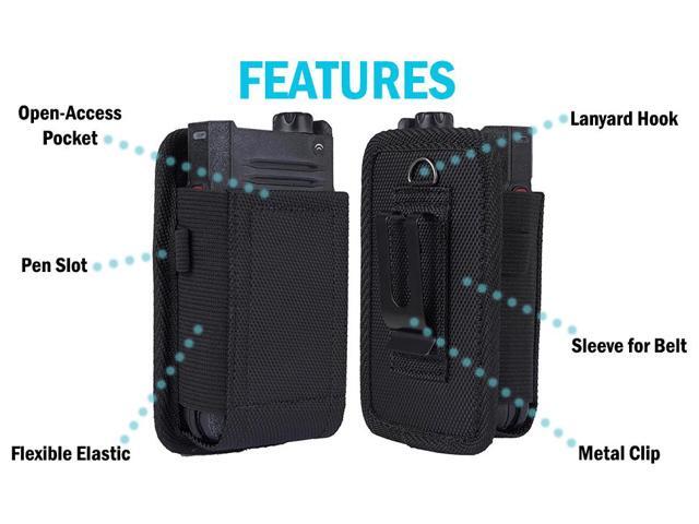 Black Canvas Case Pouch Belt Clip Harness for Siyata SD7, Rapid Radios