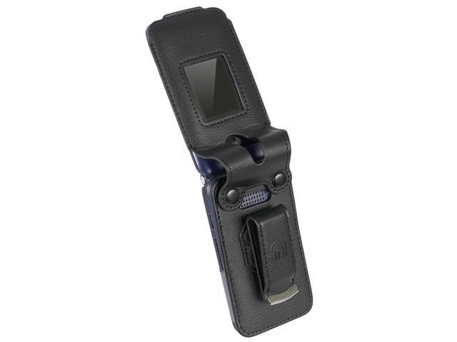 Black Vegan Leather Case Belt Clip for Cingular Flex 2 Phone Debut Flex BLU Flex