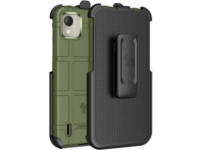 Special Ops Rugged Case and Belt Clip Holster for Nokia C110 Phone - Olive Green