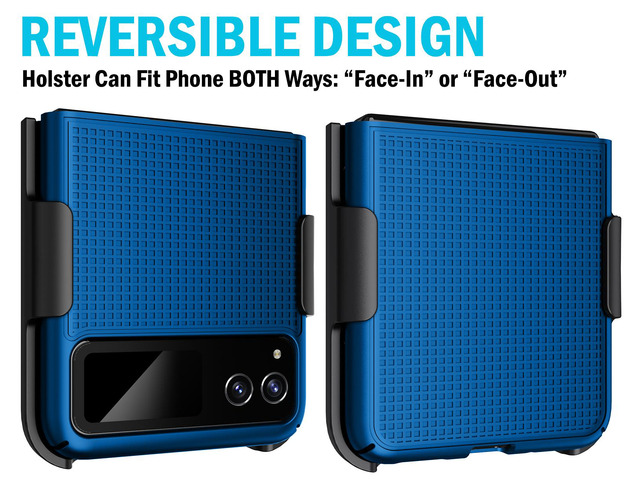 Blue Hard Case Cover and Belt Clip Holster for Motorola RAZR 2023 (aka RAZR 40)