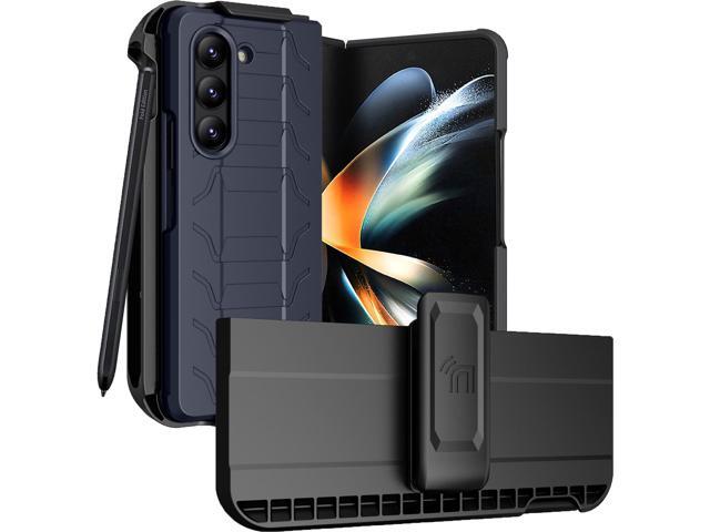 Rugged Case and Holster with S Pen Slot for Samsung Galaxy Z Fold 5 Phone - Navy