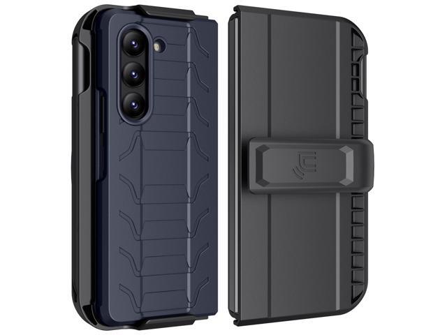 Rugged Case and Holster with S Pen Slot for Samsung Galaxy Z Fold 5 Phone - Navy