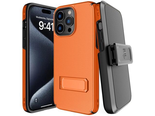 Hybrid Case w/ Stand and Belt Clip Holster Combo for iPhone 15 Pro Max - Orange
