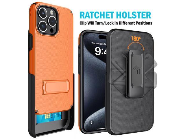 Hybrid Case w/ Stand and Belt Clip Holster Combo for iPhone 15 Pro Max - Orange