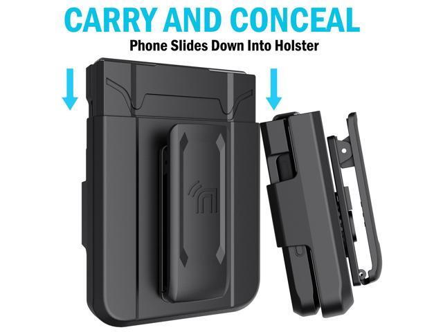 Rugged Phone Case and Belt Clip Holster for Samsung Galaxy Z Flip 5 5G - Black