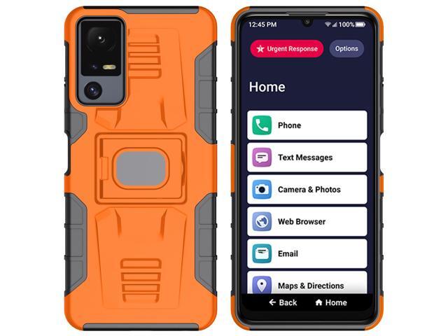 Rugged Case with Ring Grip Stand for Jitterbug Smart 4 Phone / TCL 40XL - Orange