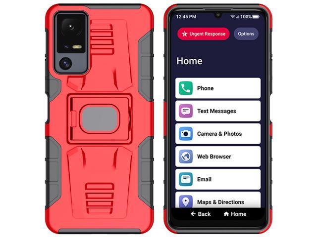 Rugged Case with Ring Grip Stand for Jitterbug Smart 4 Phone / TCL 40XL - Red