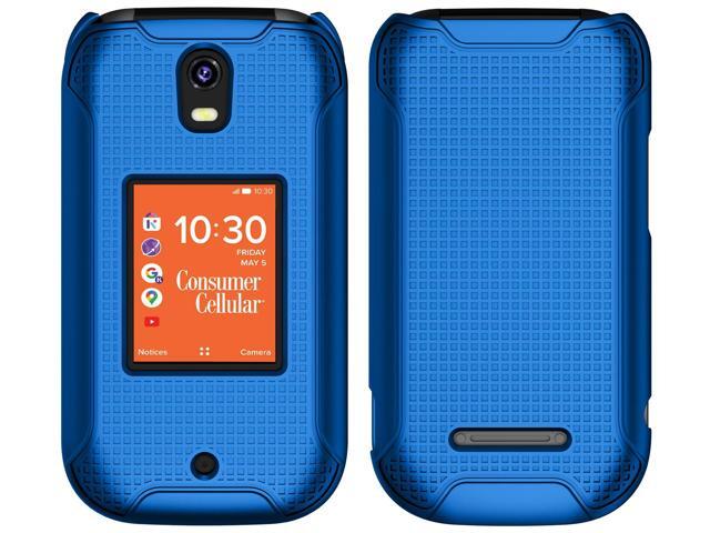 Hard Case and Belt Clip Holster for Consumer Cellular Iris Flip Phone - Blue