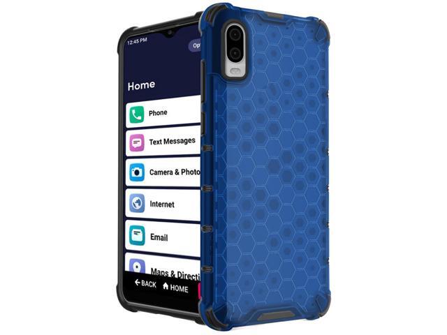 Electric Blue Honeycomb Hybrid Case Cover for Lively Jitterbug Smart 3 Phone