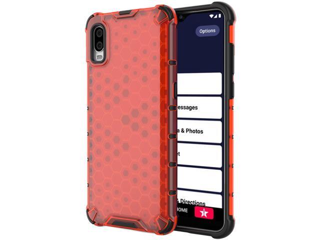 Ruby Red Honeycomb Hybrid Case Cover for Lively Jitterbug Smart 3 Phone (2021)