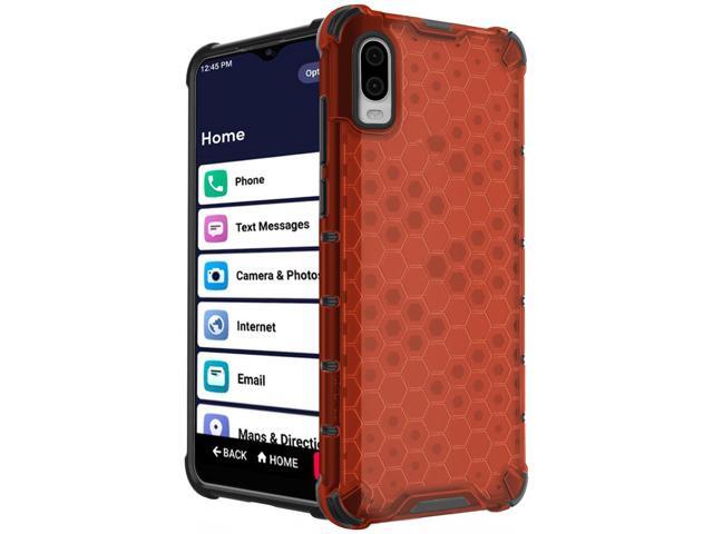 Ruby Red Honeycomb Hybrid Case Cover for Lively Jitterbug Smart 3 Phone (2021)